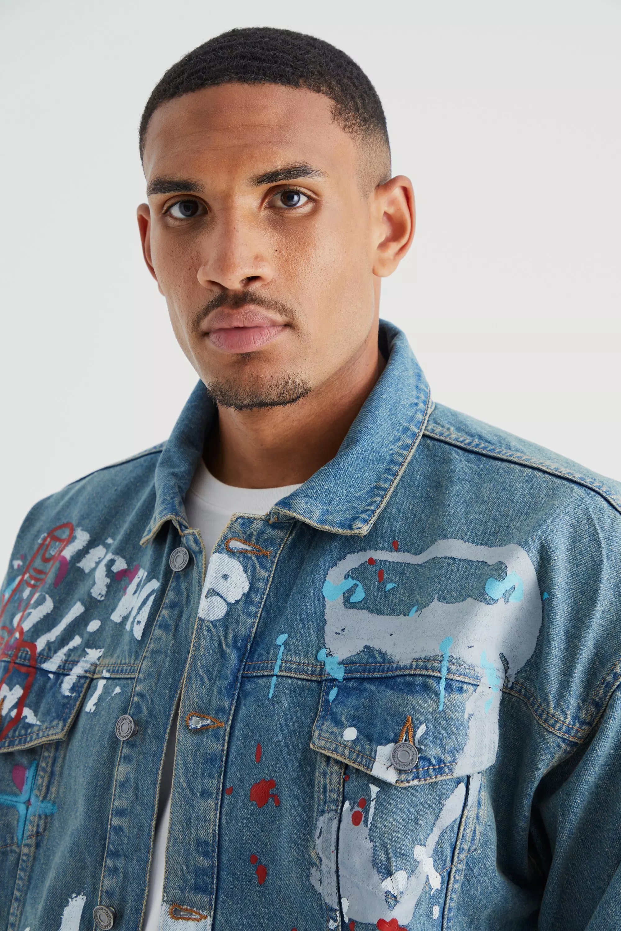 Mens graffiti 2025 denim jacket